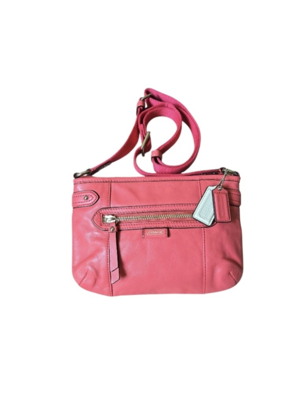 Coach Pink Daisy Spectator Coral Pink Leather Crossbody Bag EUC